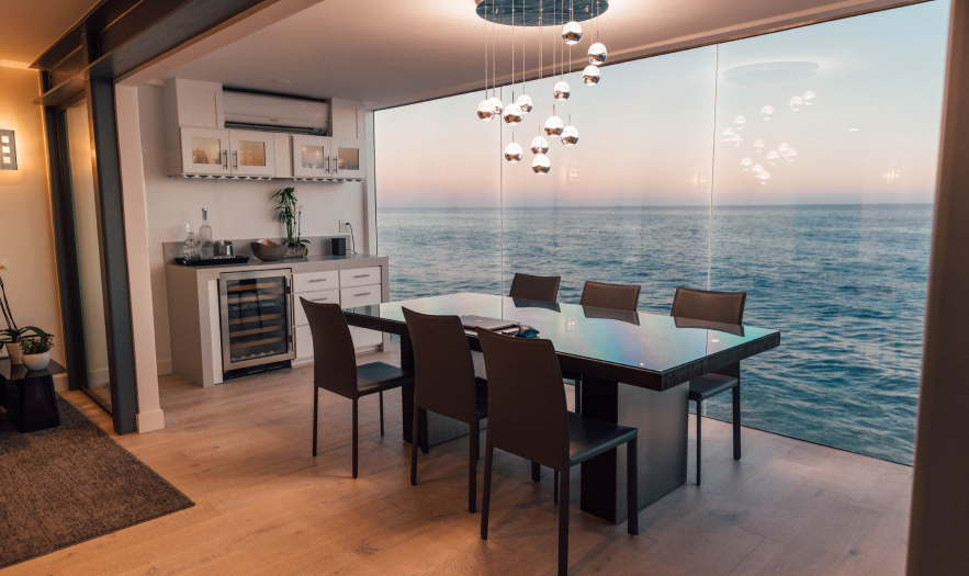 table in the kitchen near the big window