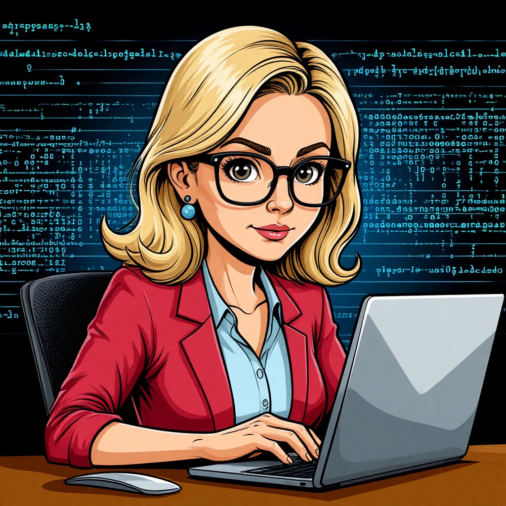 блондинка за ноутбуком