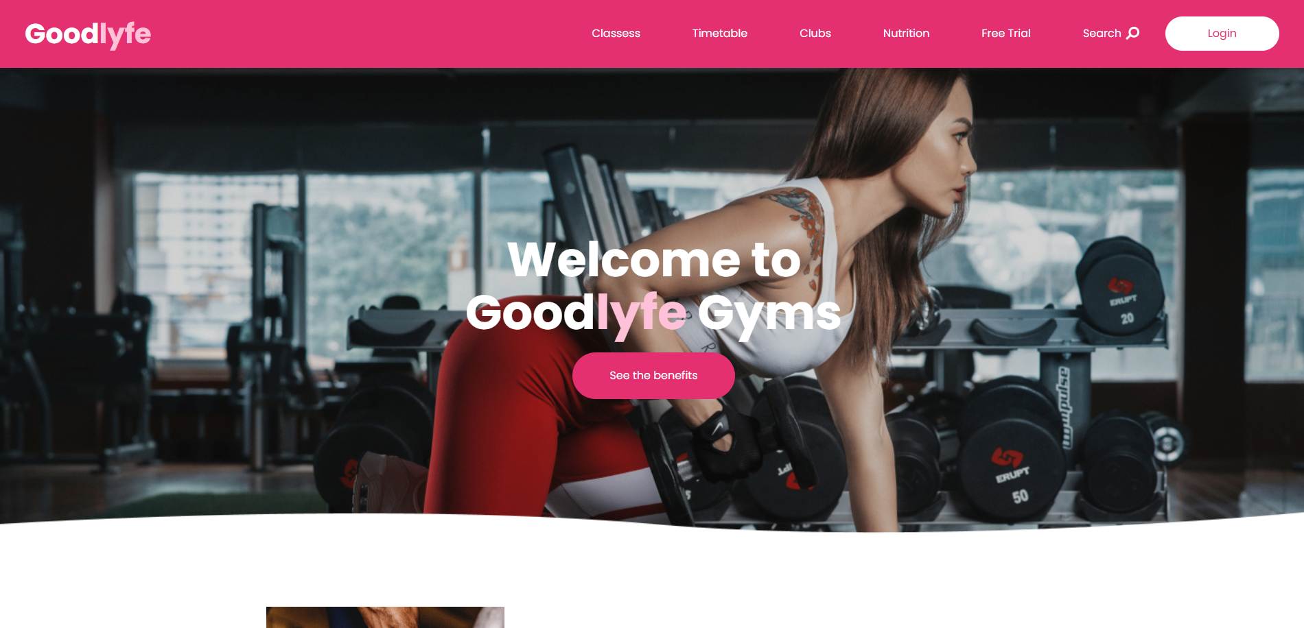 Страница сайта фитнесс-центра