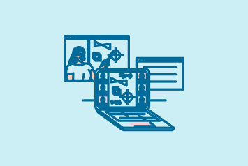 ноутбук на голубом фоне