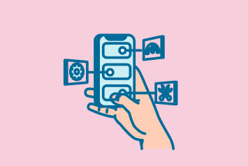 рука с телефоном на розовом фоне