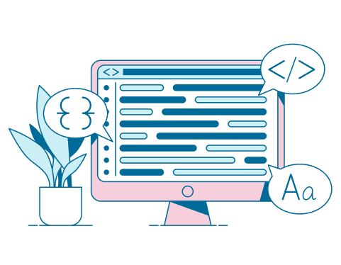 монитор с полосками, перед ним цветок